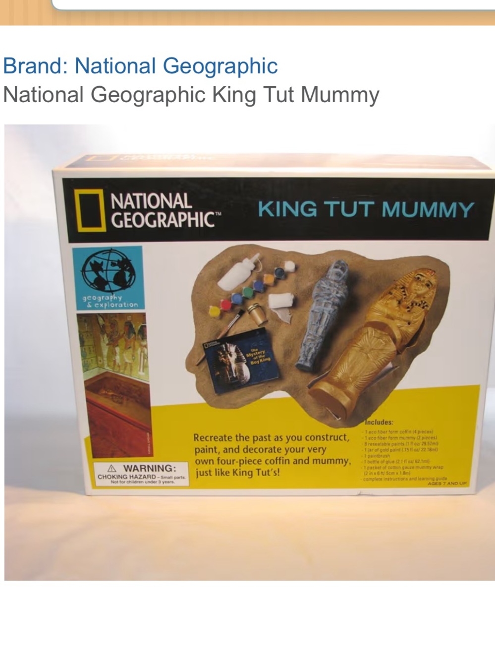 National Geographic King Tut Mummy Construction set - Gold, Gray, Blue NEW